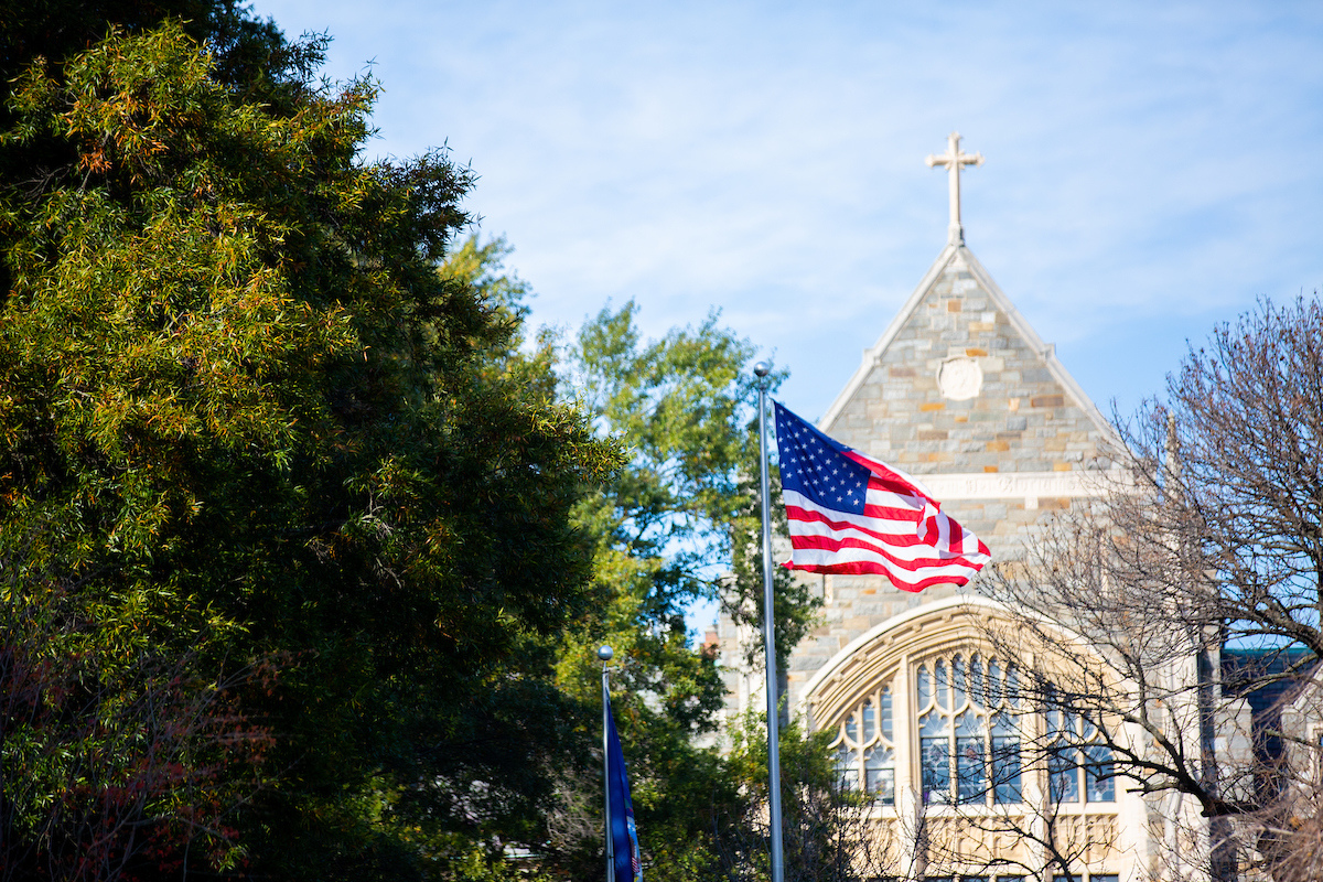 American Flag on Georgetown campus