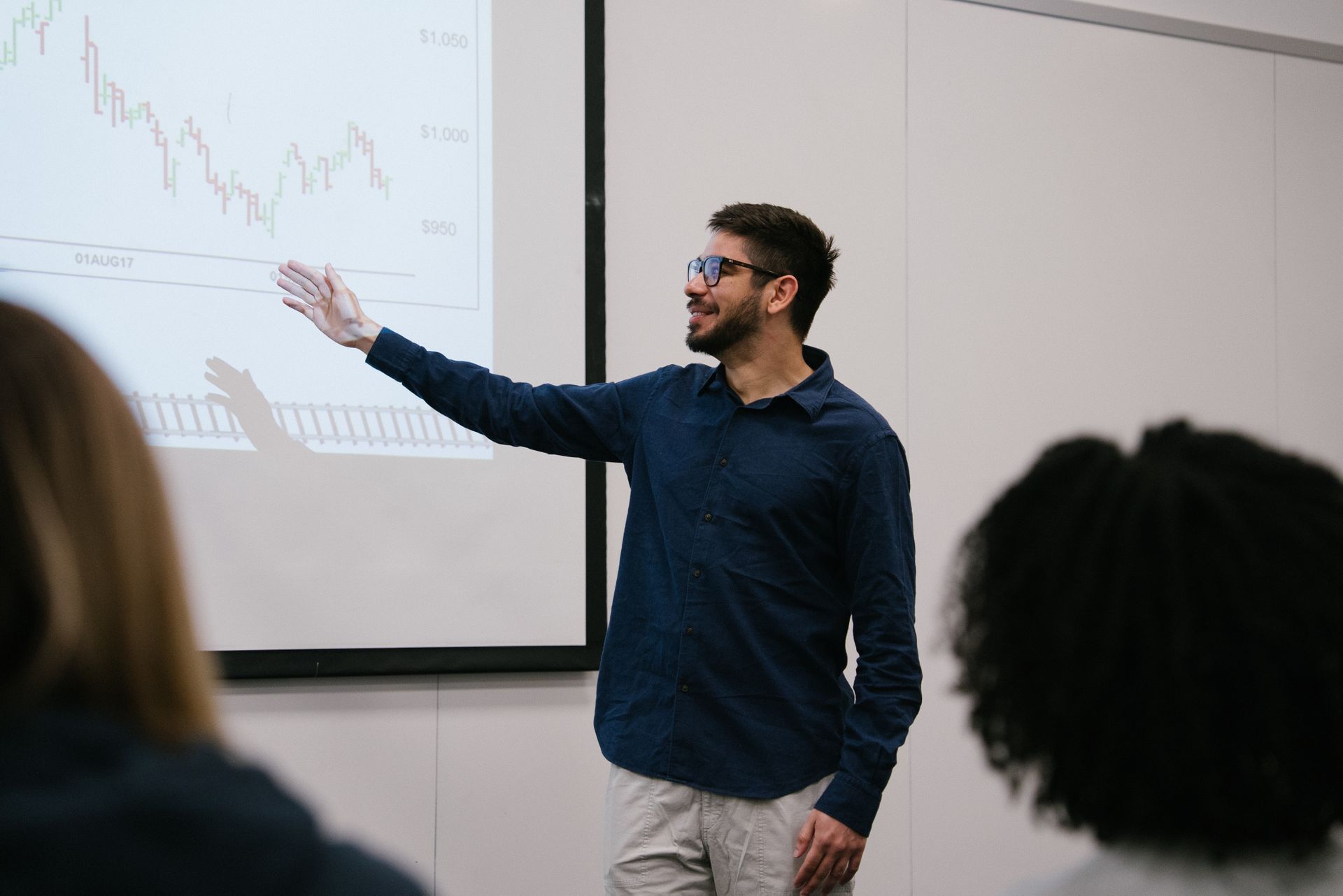A student presents data to the class.
