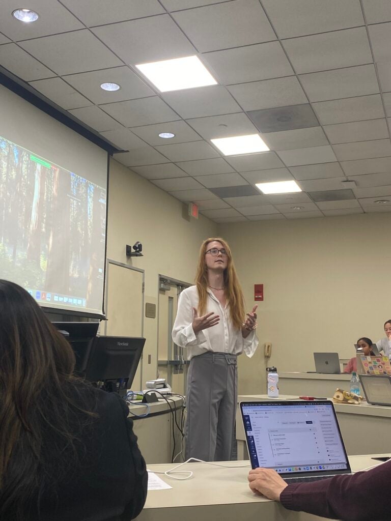 Trey presents to the 5100 class.