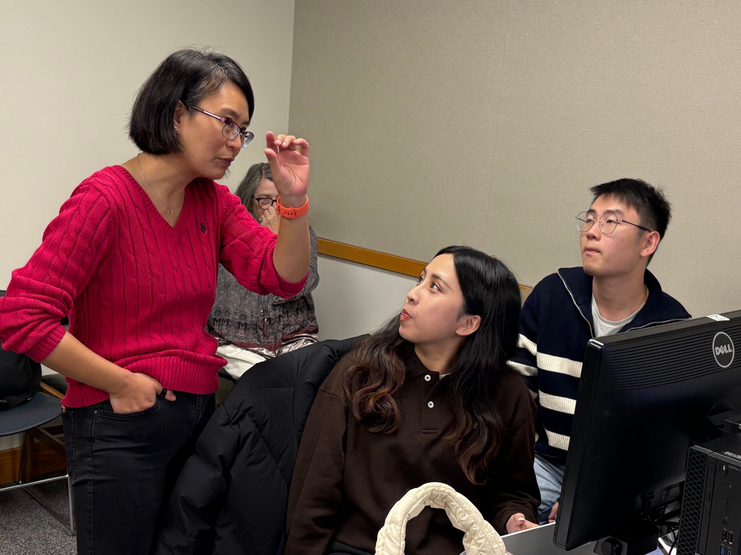 Students listening to Britt at Capstone event